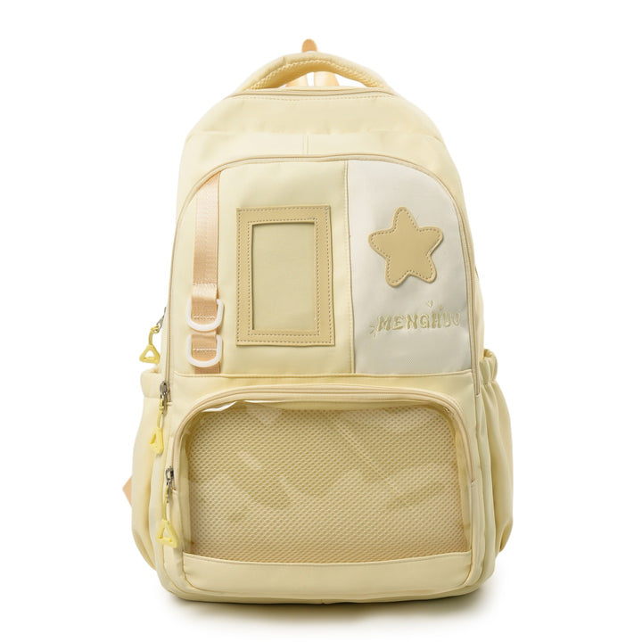 Strukturierter Casual-Rucksack mit transparentem Fach Karnz