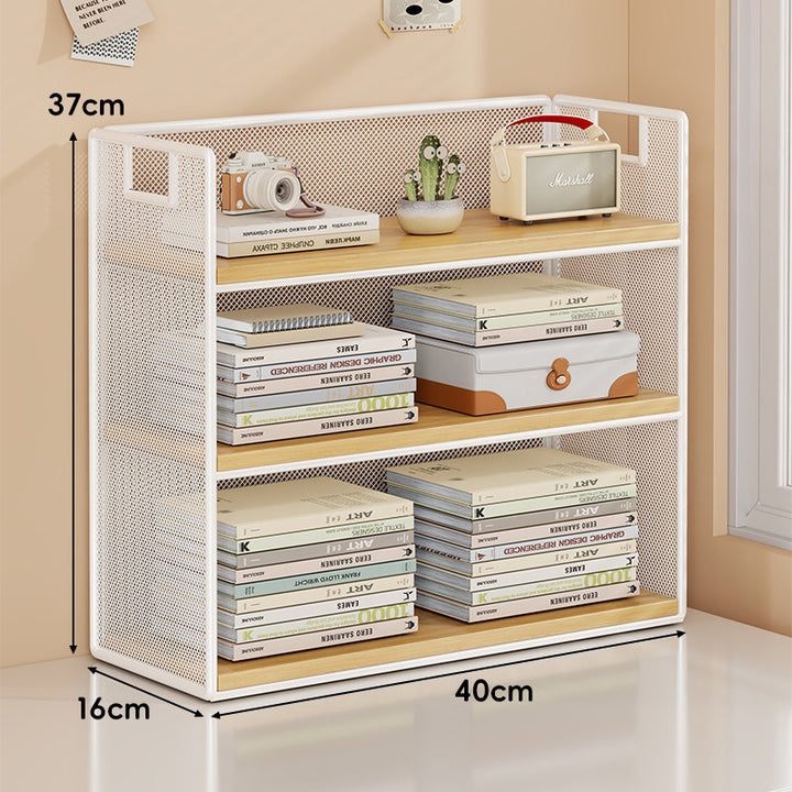 Mesh Stufiger Desktop-Organizer-Regal mit Griffausschnitten