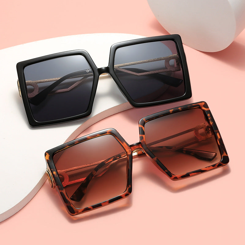 Damen oversized quadratische Sonnenbrille mit elegantem Metallgestell und polarisierenden Gläsern Karnz