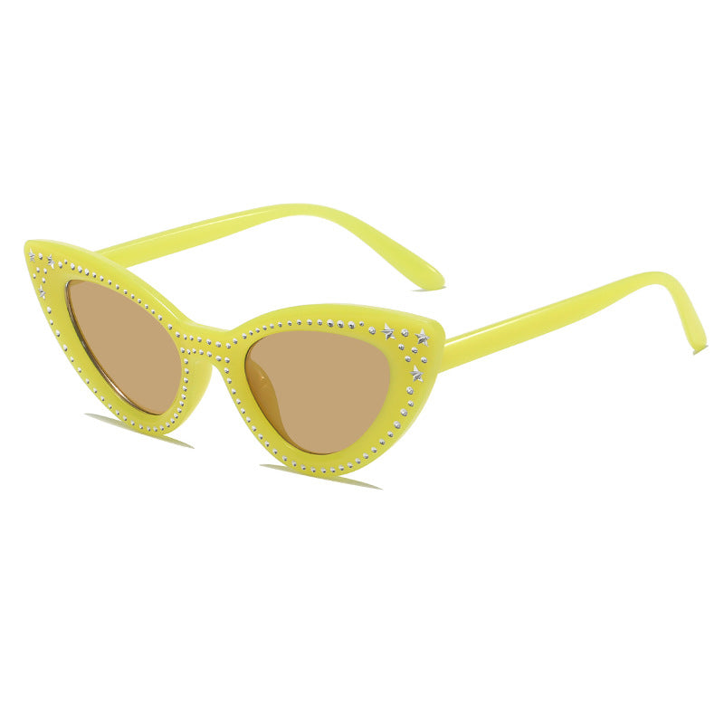Glamouröse mit Strass verziertes Katzenaugen-Sonnenbrille Karnz