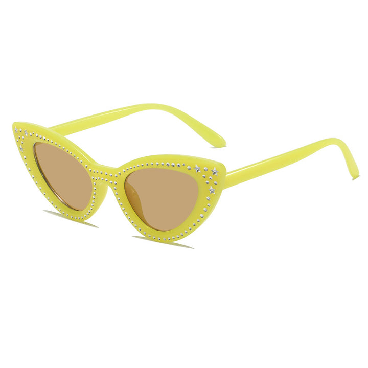 Glamouröse mit Strass verziertes Katzenaugen-Sonnenbrille Karnz