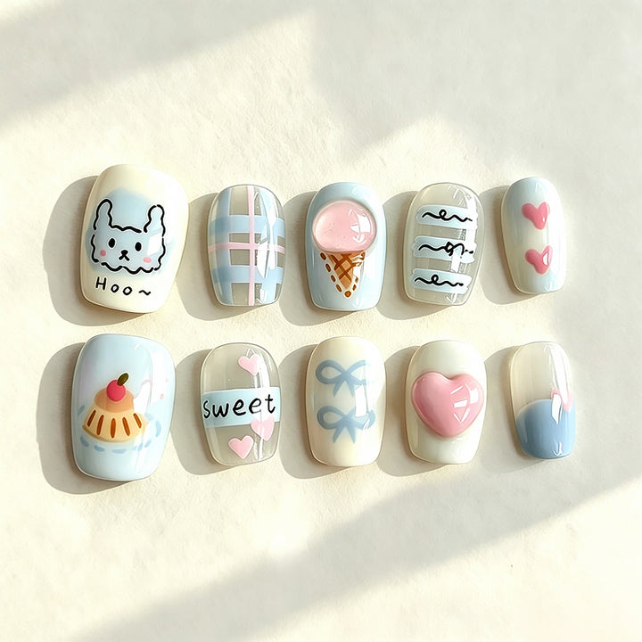 Kreatives thematisches Press-On-Nagelset Karnz