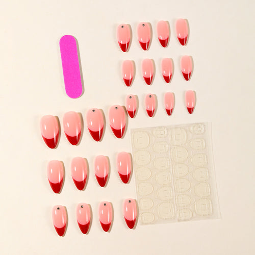 Elegante Rote Ombre Stiletto Nagelverlängerungen Karnz