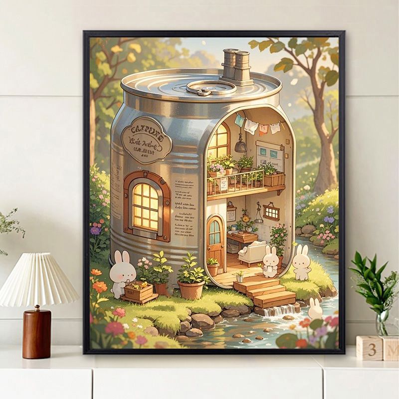 Verspielte Wohnillustration Wandkunst Karnz