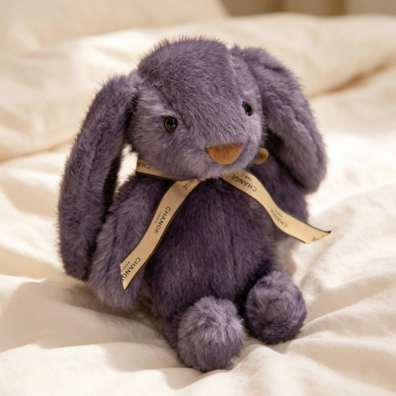 Squat Plush Bunny Cuddle Doll mit langen hängenden Ohren, gewichtetem Boden und Grosgrain-Band Karnz