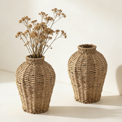 Dekorative Korbvase aus geflochtenem Naturmaterial Karnz