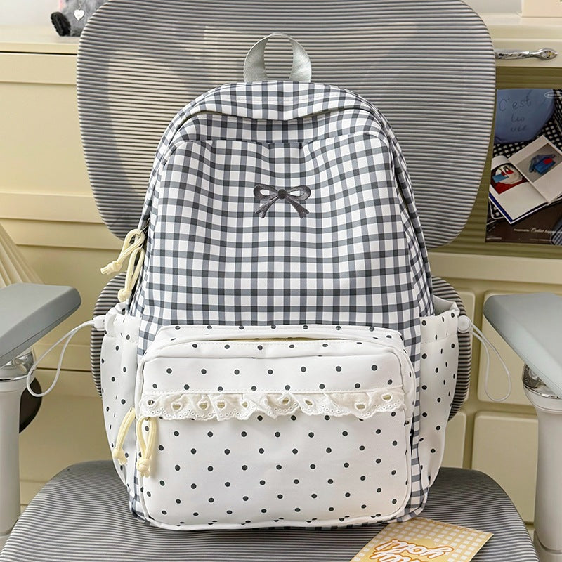 Verspielter Gingham- und Pünktchen-Rucksack Karnz