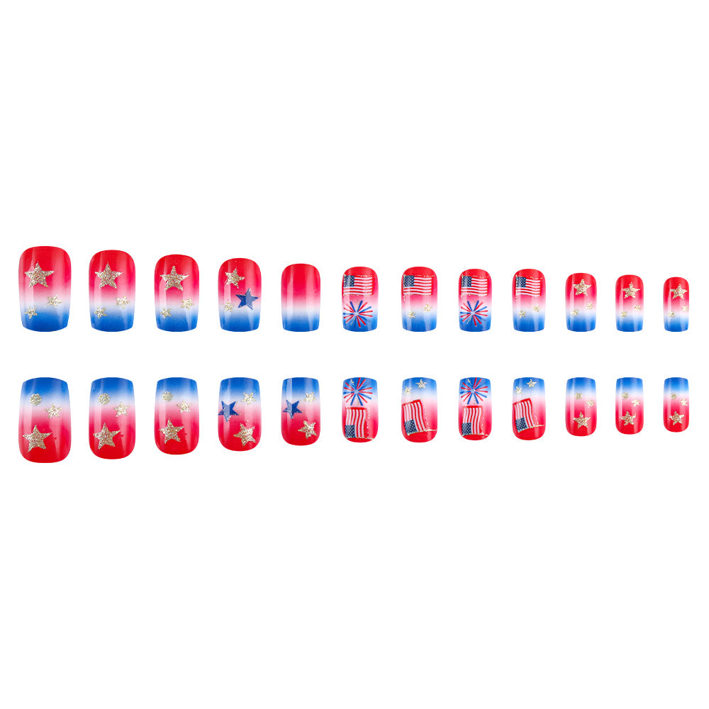 Thematische Nagelkunst mit funkeltenden Sternen und Streifen Karnz
