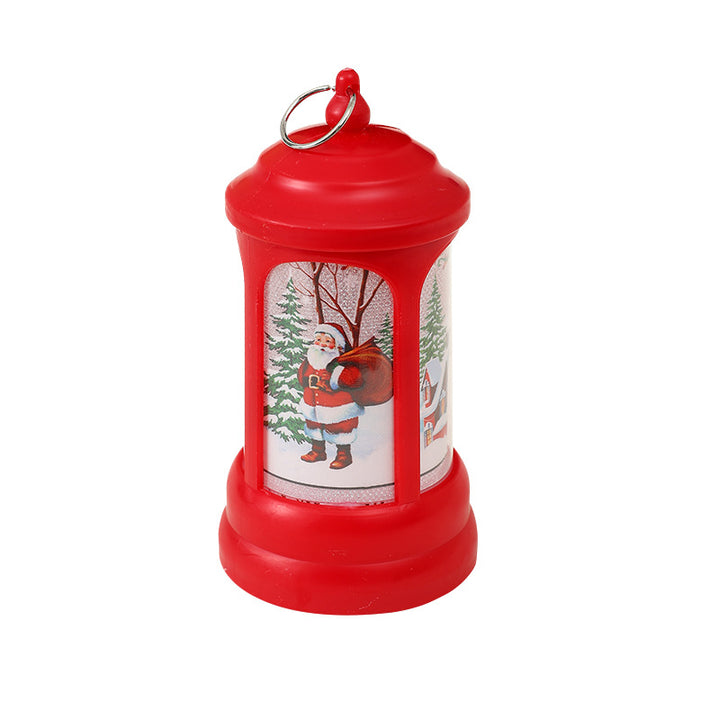 Nostalgische Weihnachtslaterne mit leuchtendem Weihnachtsmann-Motiv Karnz