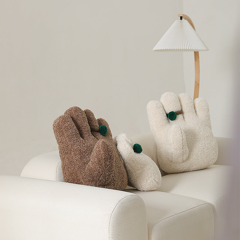 Plüsch-Dekokissen in Handform mit Pompon-Applikation Karnz