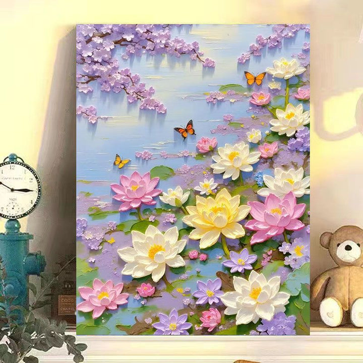 Elegante Floral Lotus Leinwand Kunst Karnz