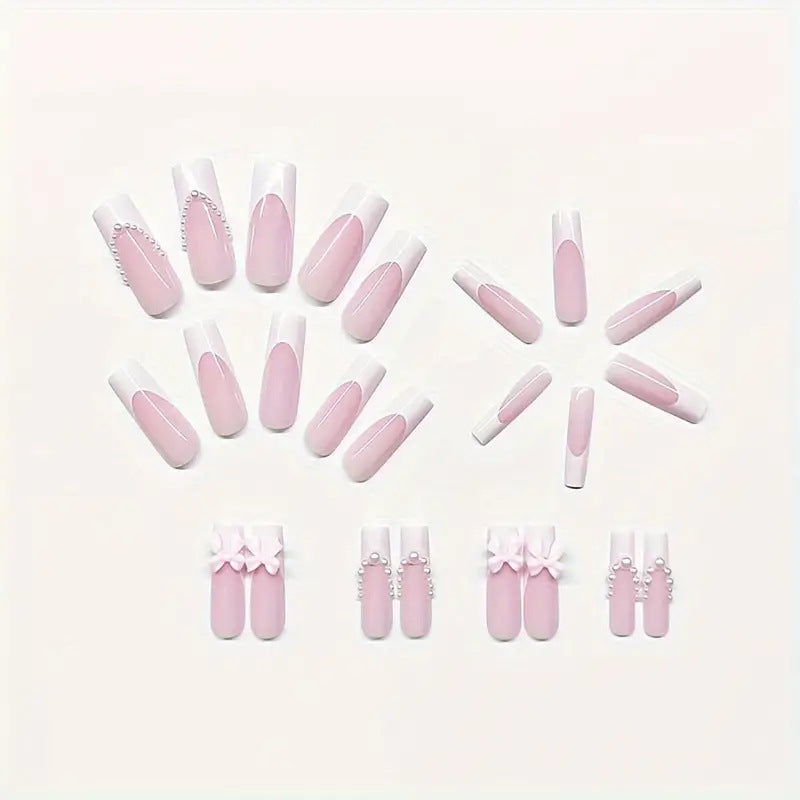 Schleifenverzierte Press-On Nagelset Karnz