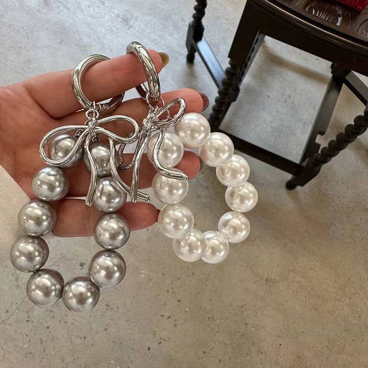 Elegante Perlen- und Silber-Schlüsselanhänger Halter Karnz