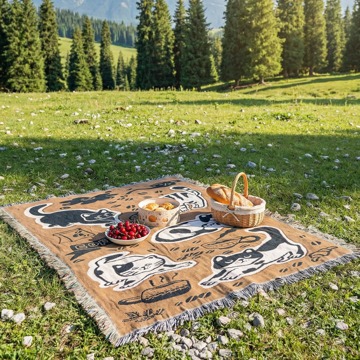 Verspielte katzenmotivierte Wurfdecke