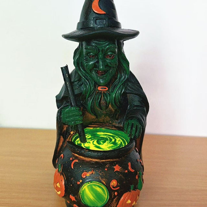 Dekorative Hexenfigur mit Kessel Karnz