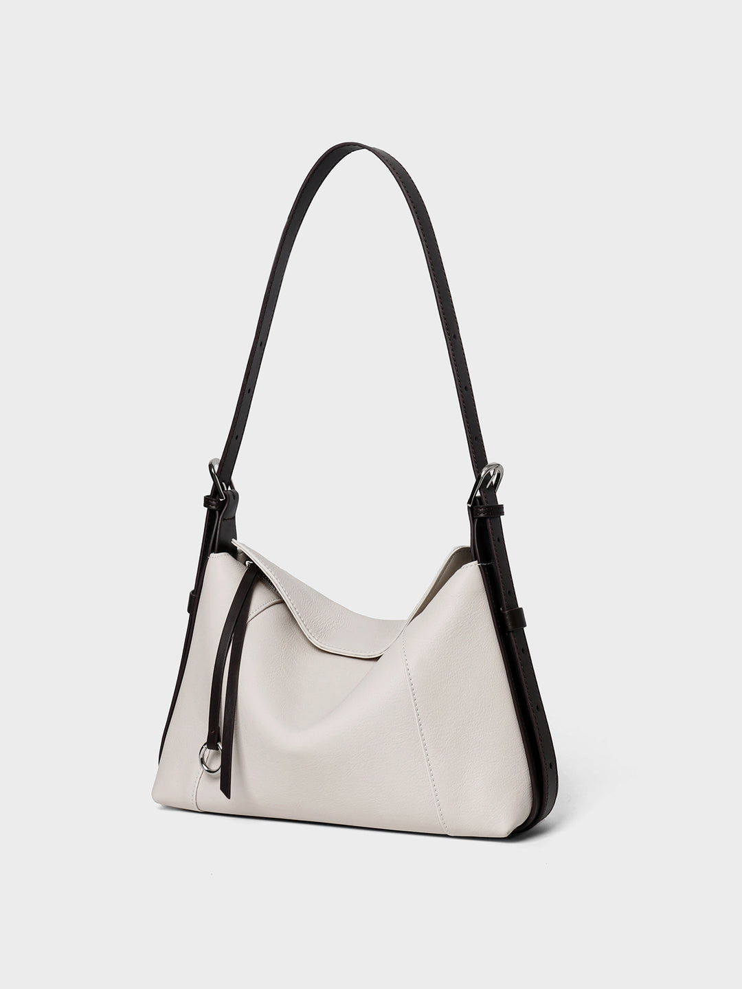 Leder Schulter Hobo Tasche mit verstellbarem Kontrastgurt