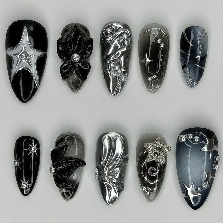 Künstlerisches schwarzes Nagelspitzen-Set Karnz