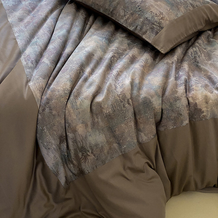 Luxuriöses Bettwäsche-Set aus Satin mit Aquarell-Blütenmuster