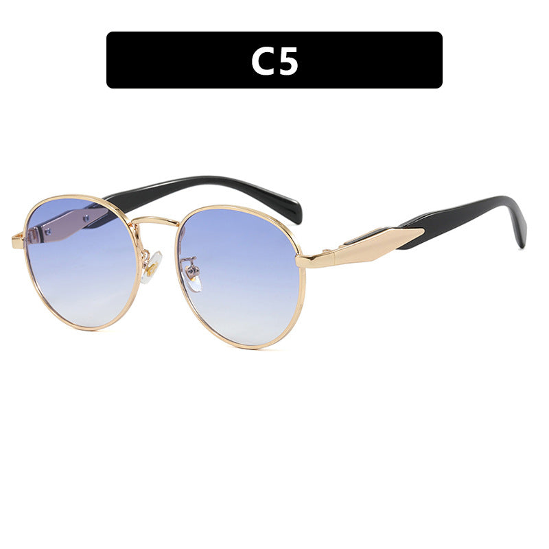 Damen runde Sonnenbrille mit elegantem, goldenen Rahmen und UV-Schutz Karnz