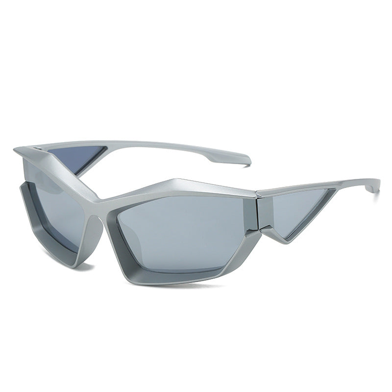 Damen sportliche Performance-Sonnenbrille mit modernem Geometrie-Rahmen Karnz