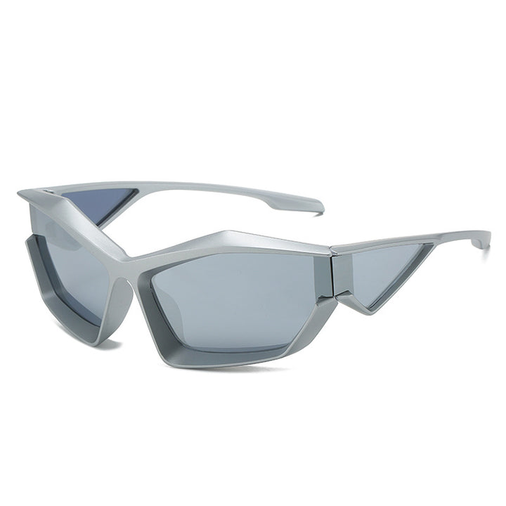 Damen sportliche Performance-Sonnenbrille mit modernem Geometrie-Rahmen Karnz