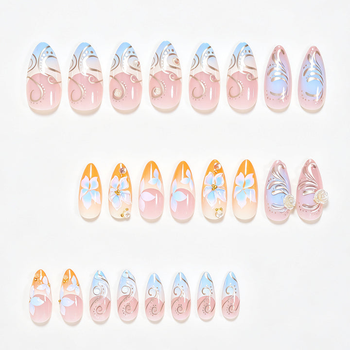 Florale verzierten Stiletto Nagelkunst Karnz