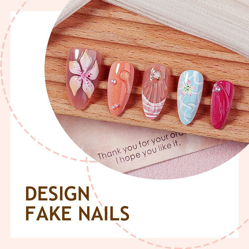 Kunstnagelset mit floralem 3D-Design und Glitzerakzenten Karnz