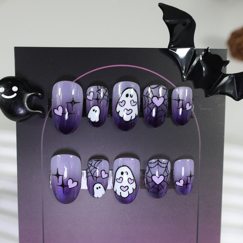 Halloween Kunstnagelset mit Geister- und Spinnenmotiven Karnz