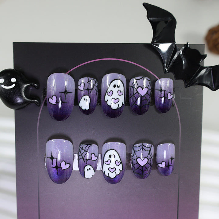 Halloween Kunstnagelset mit Geister- und Spinnenmotiven Karnz