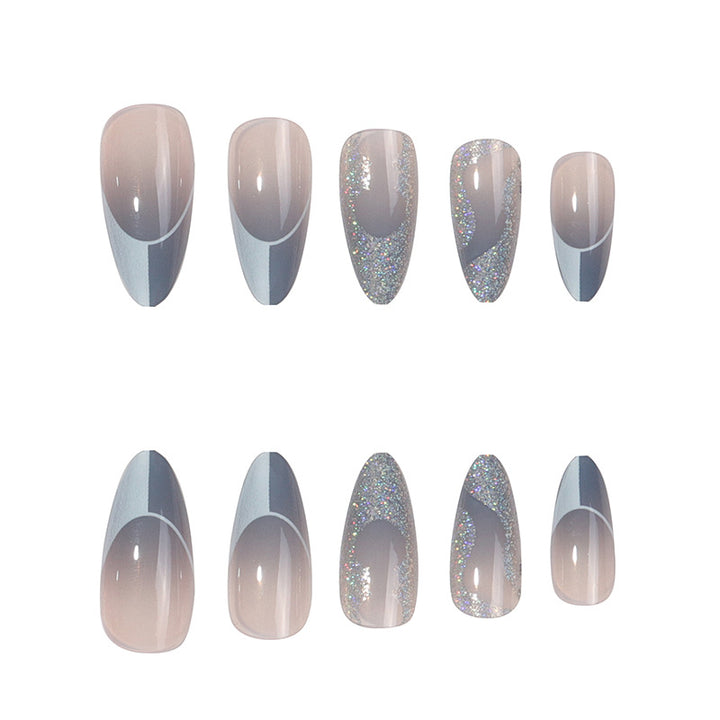 Dekorative Stiletto Press-On Nägel mit Glitzer und Wellenmuster Karnz