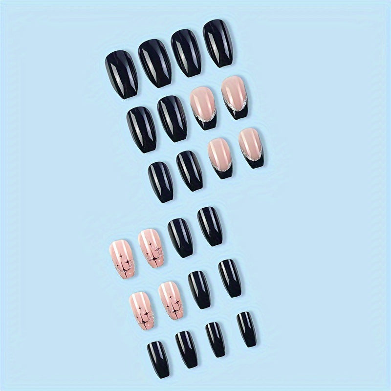 Elegantes, mit Strass verziertes Press-On-Nageldesign