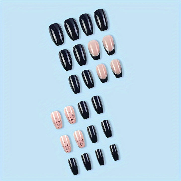 Elegantes, mit Strass verziertes Press-On-Nageldesign