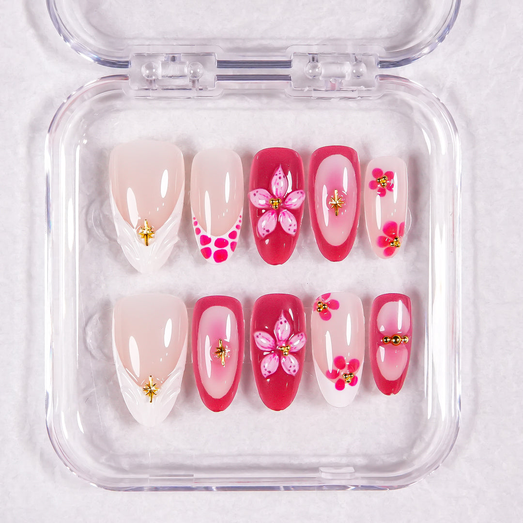 Dekoratives Floral Press-On Nagelset