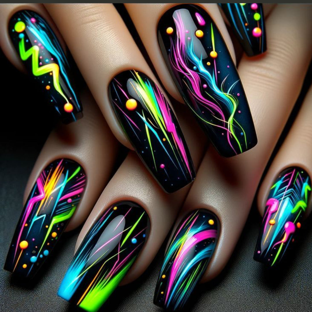 Neon Abstract Artistic Nail Art Extensions Karnz