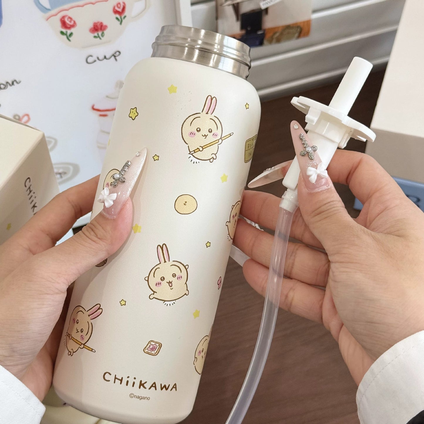 Damen Edelstahl Trinkflasche mit interaktivem Tierkopfdesign Karnz