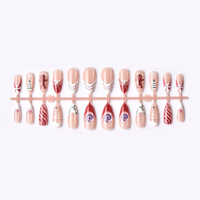 Weihnachtskunstnagelset mit festlichen Lebkuchen- und Weihnachtsbaum-Motiven Karnz
