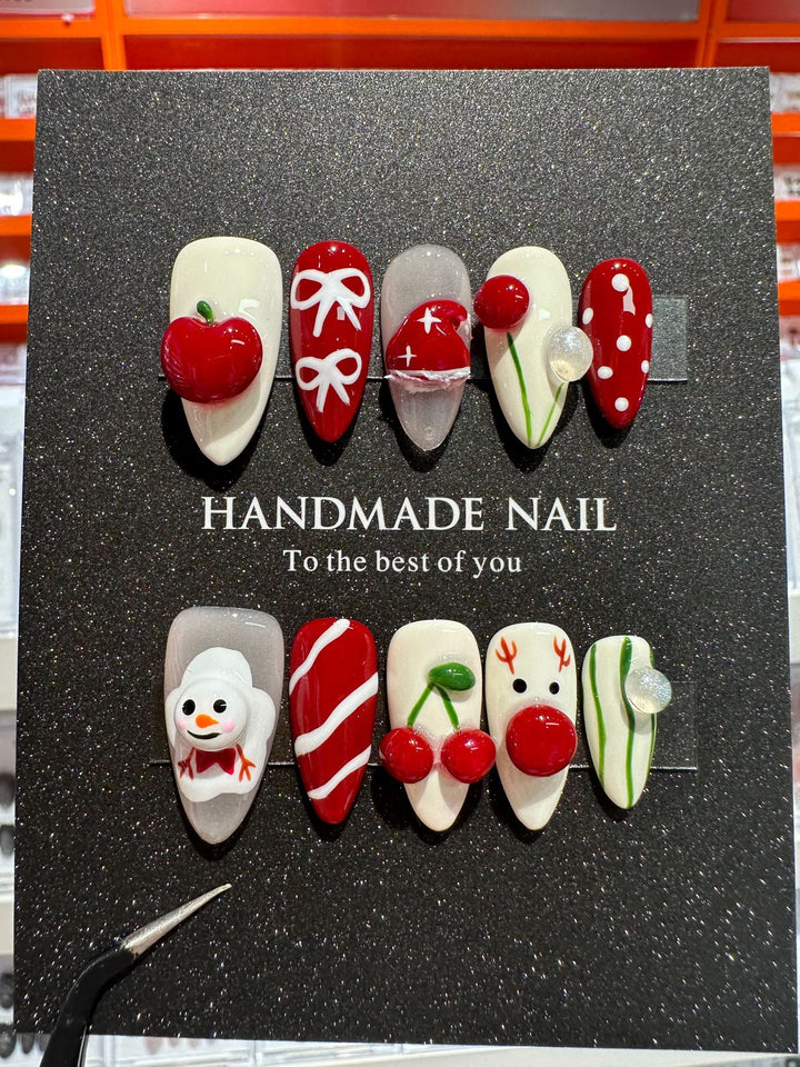Verspielt Weihnachts-Themen Press-On Nagelset