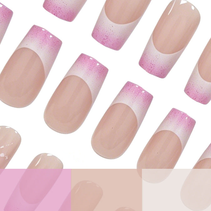 Elegantes französisches Tip Glitter Nagelset Karnz