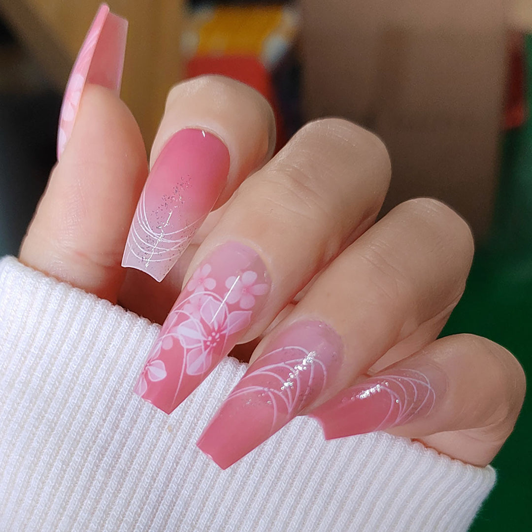 Künstlerisches Floral Press-On Nagelkunst Set