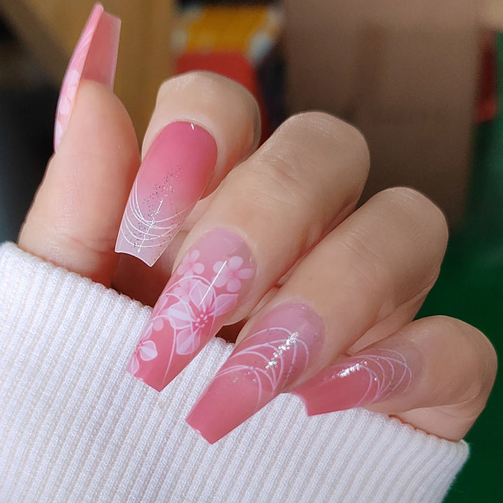 Künstlerisches Floral Press-On Nagelkunst Set