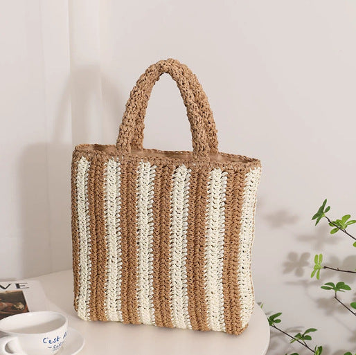 Damen Handgefertigte Strandtasche mit gestreiftem Design Karnz