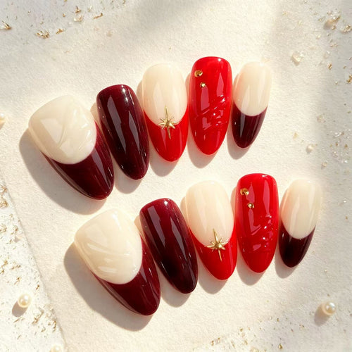 Premium Französischer Tip Press-On Nail Art Set