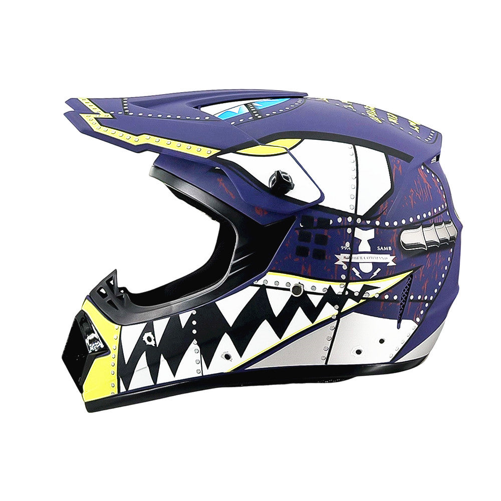 Vollgesicht-Motocross-Helm mit verlängertem Visier und verstärktem Kinnschutz Karnz