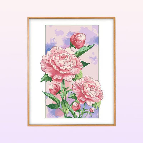 Floral Peony Illustration Wandkunst Karnz