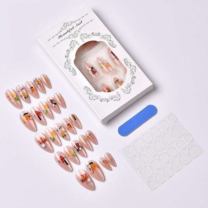 Herbst-inspiriertes Press-On Nagelkunstset 1790738370