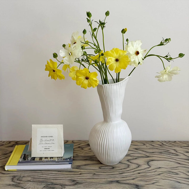 Rippierte Porzellan hohe gefl offenshals dekorative Mittelstück-Vase