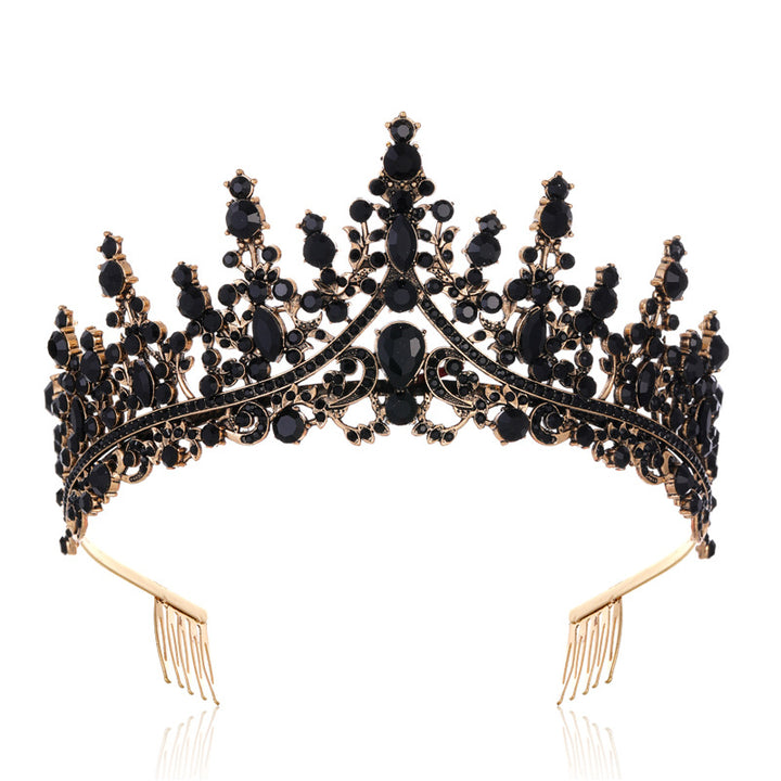 Damen Opulente Tiara mit schwarzem Kristallbesatz Karnz