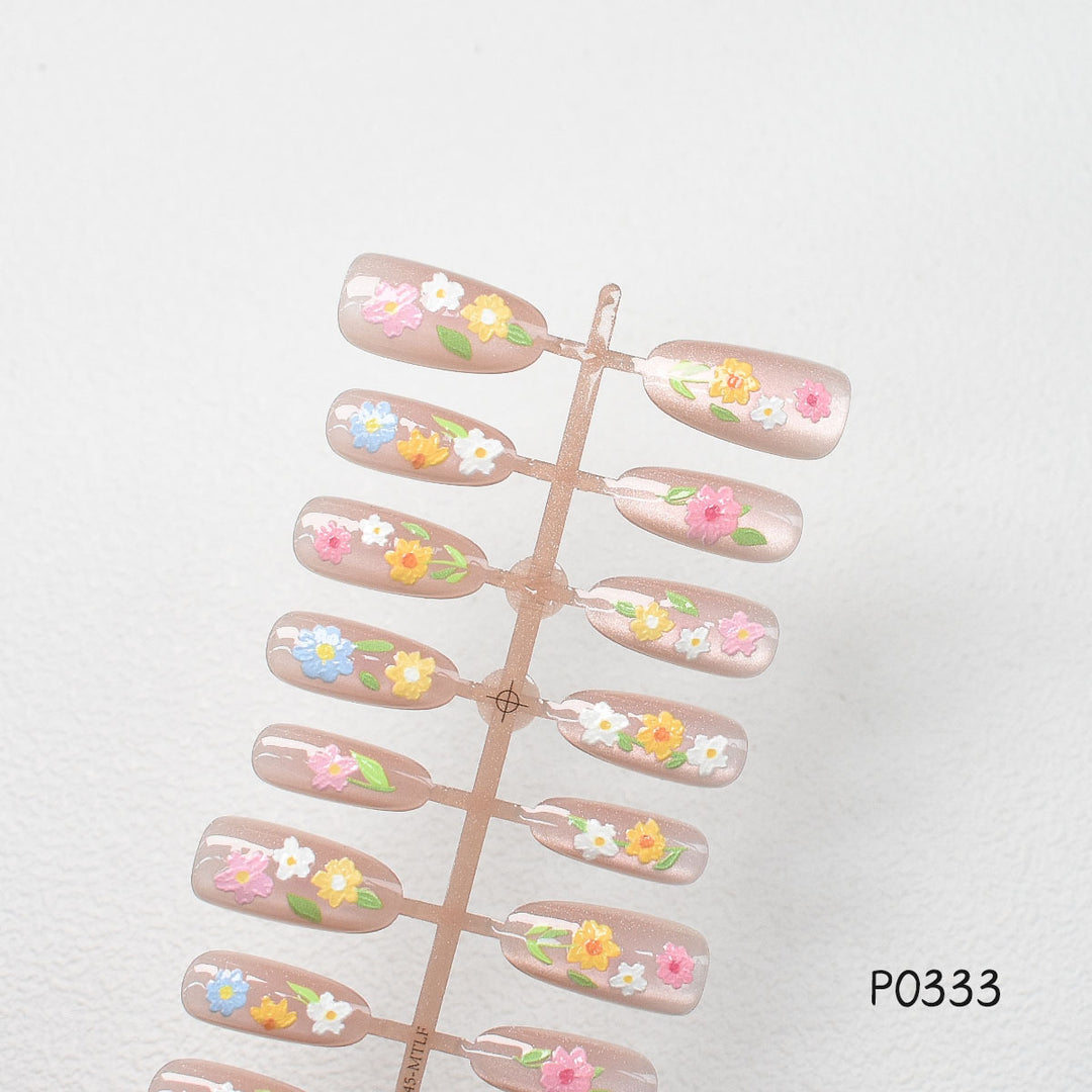 Künstlerisches Blumen Press-On Nagelset