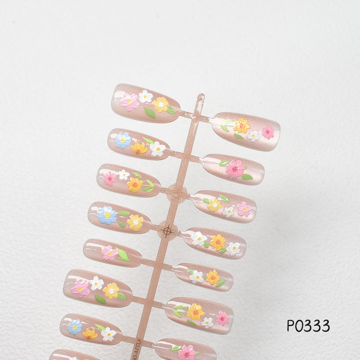 Künstlerisches Blumen Press-On Nagelset