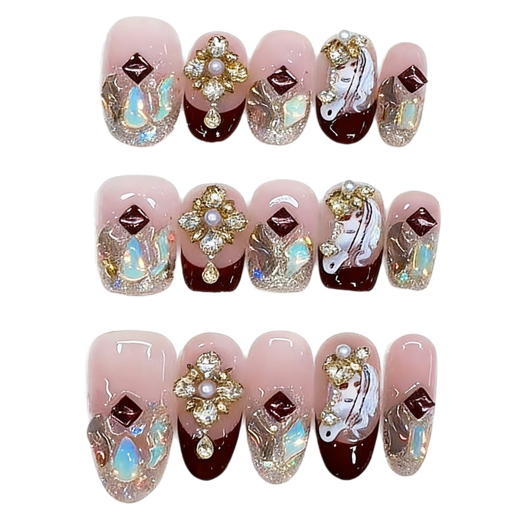 Luxuriöses Künstlerisches Press-On-Nagelset Karnz